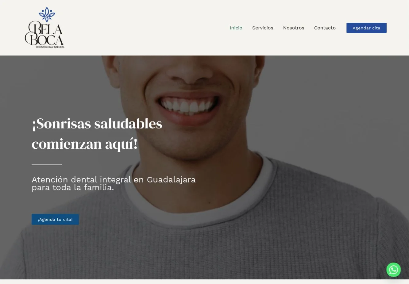 Página de inicio de la clínica dental Bela Boca